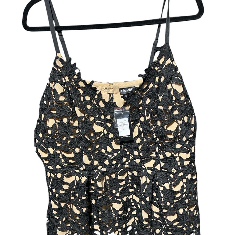 City Chic Black V-Neck Sleeveless Camisole with Bustier and Cut Out Features